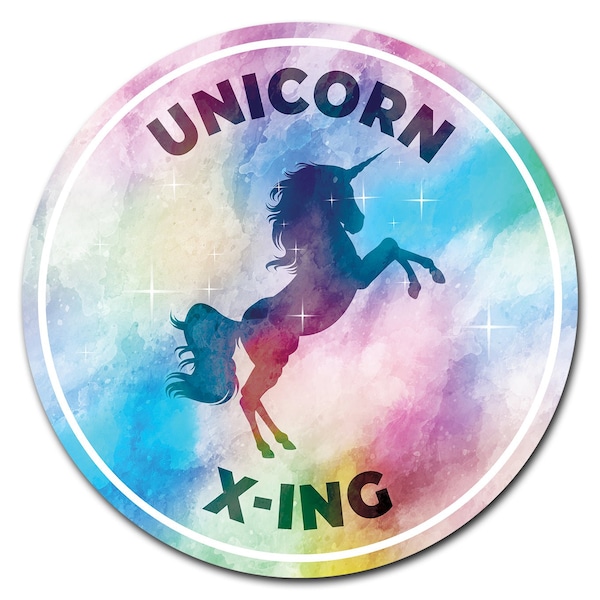 Signmission Unicorn Xing Circle Vinyl Laminated Decal D-8-CIR-Unicorn Xing - main